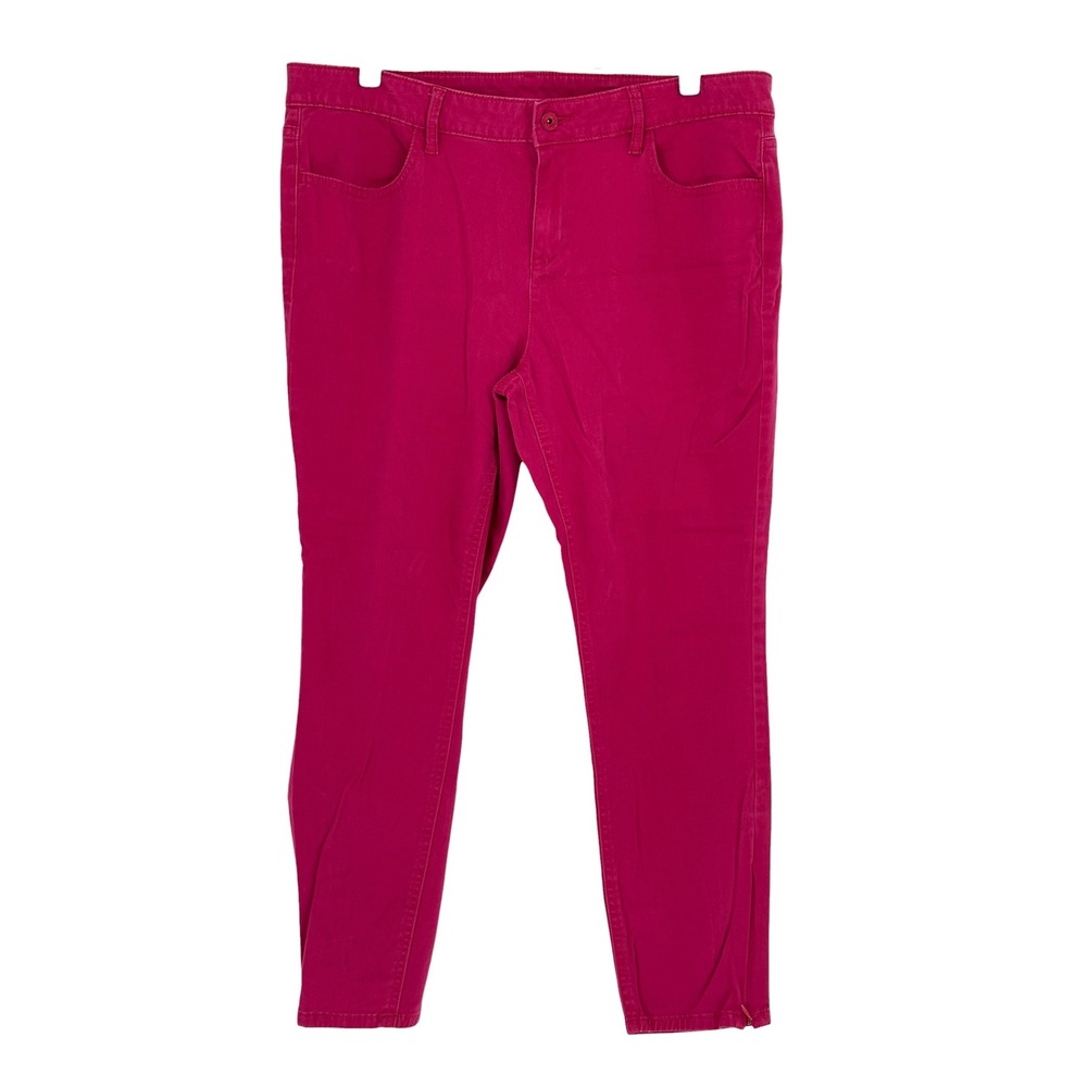 Liz Claiborne Skinny Pants Magenta Pink Ankle Zip Stretch 14